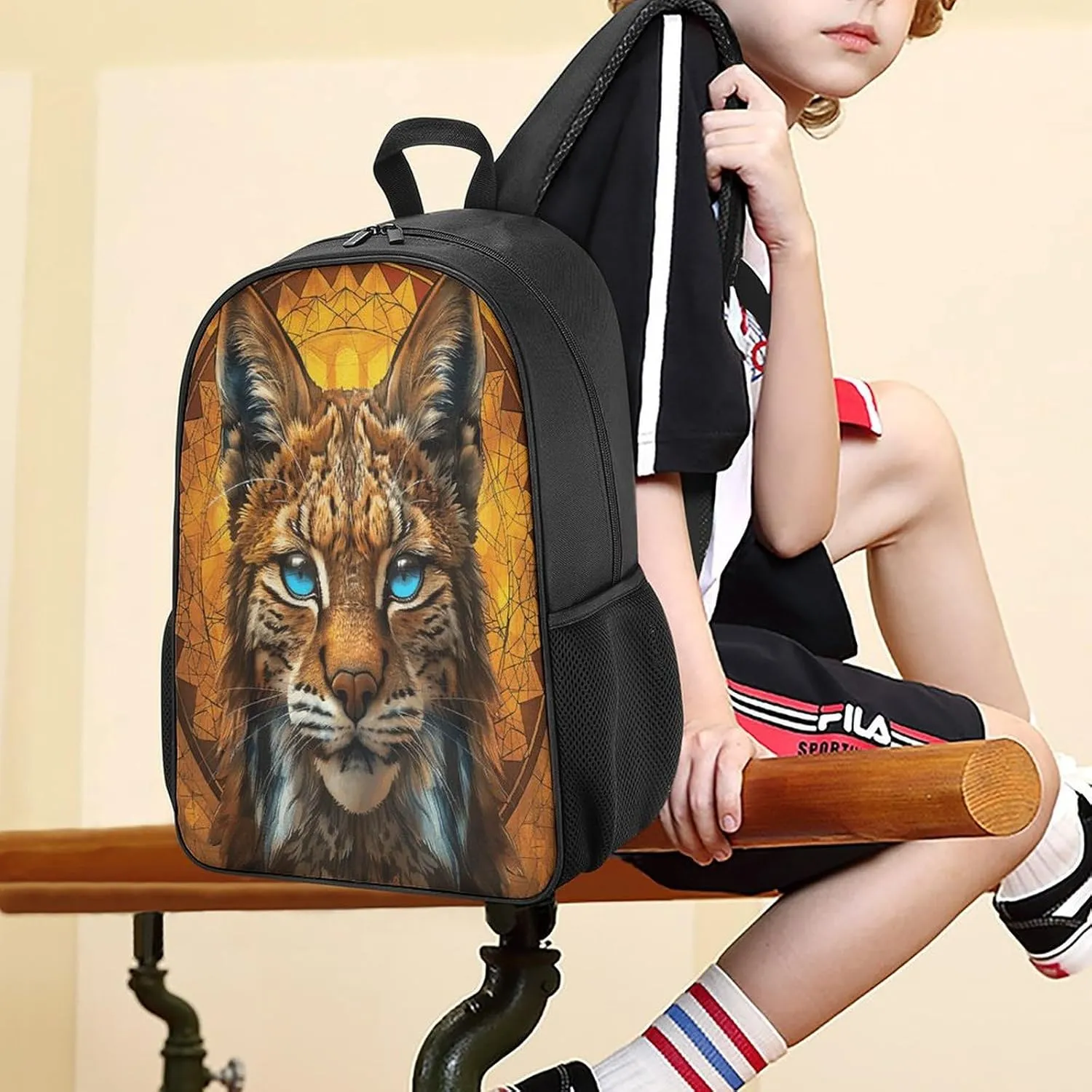 Lightweight Backpacks Cute Travel Bag Durable Blue Eyed Bobcat Printing Small Travel Backpack For Women & Men