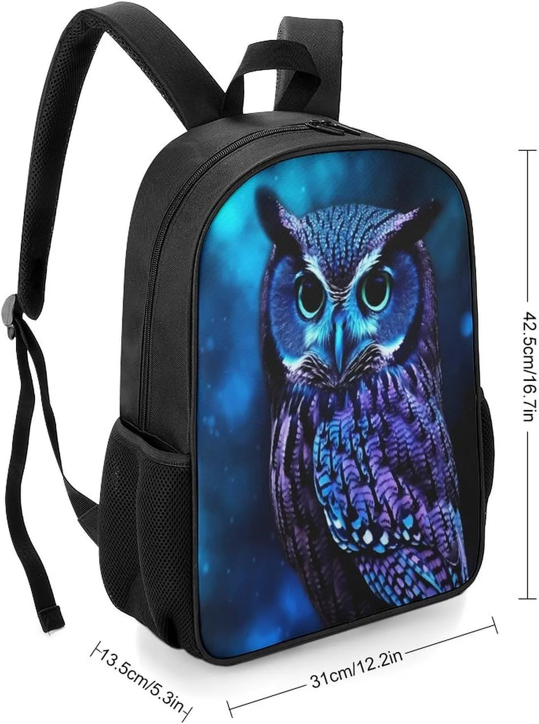Lightweight Backpacks Cute Travel Bag Durable Blue Owl Printing Small Travel Backpack For Women & Men