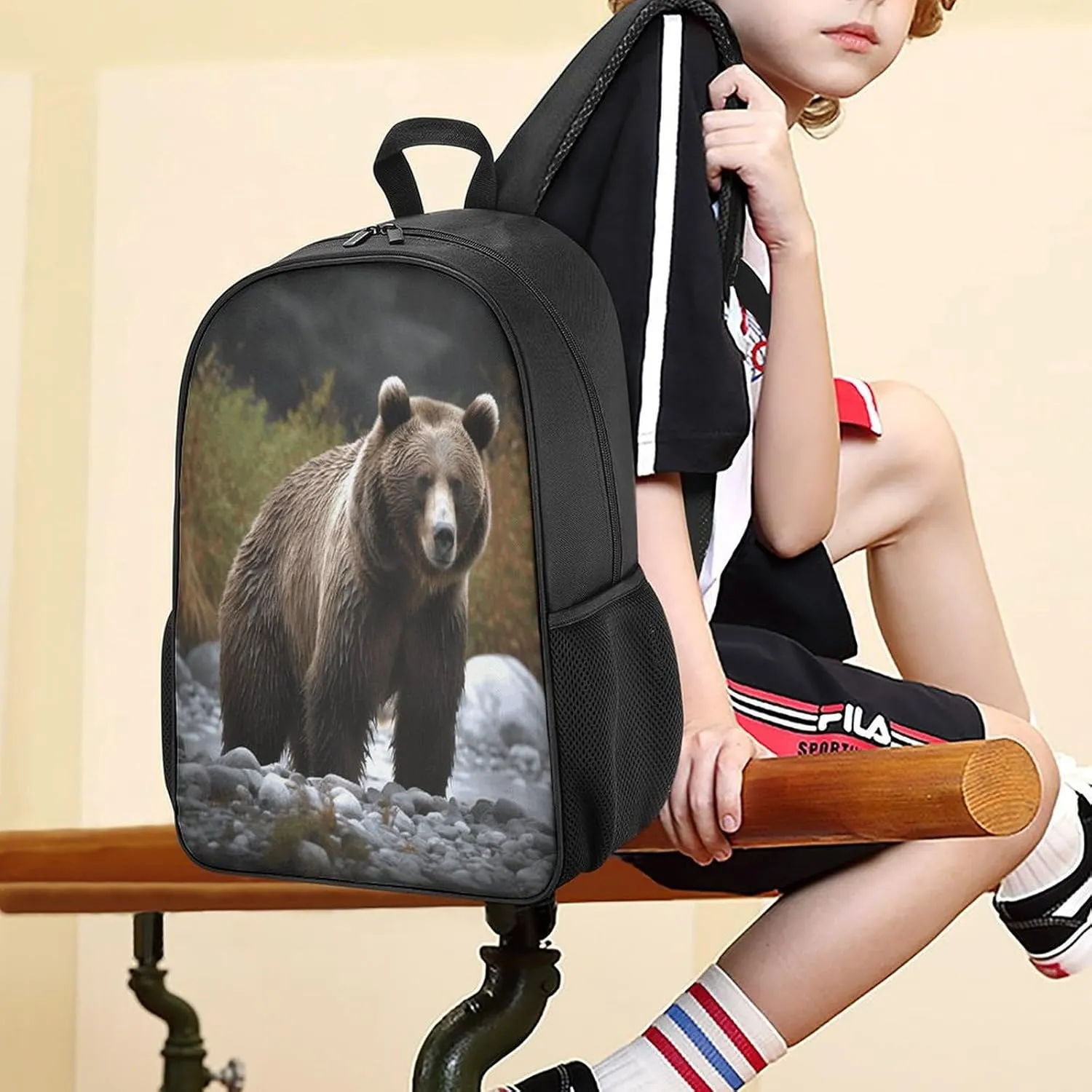 Lightweight Backpacks Cute Travel Bag Durable Brown Bear Printing Small Travel Backpack For Women & Men