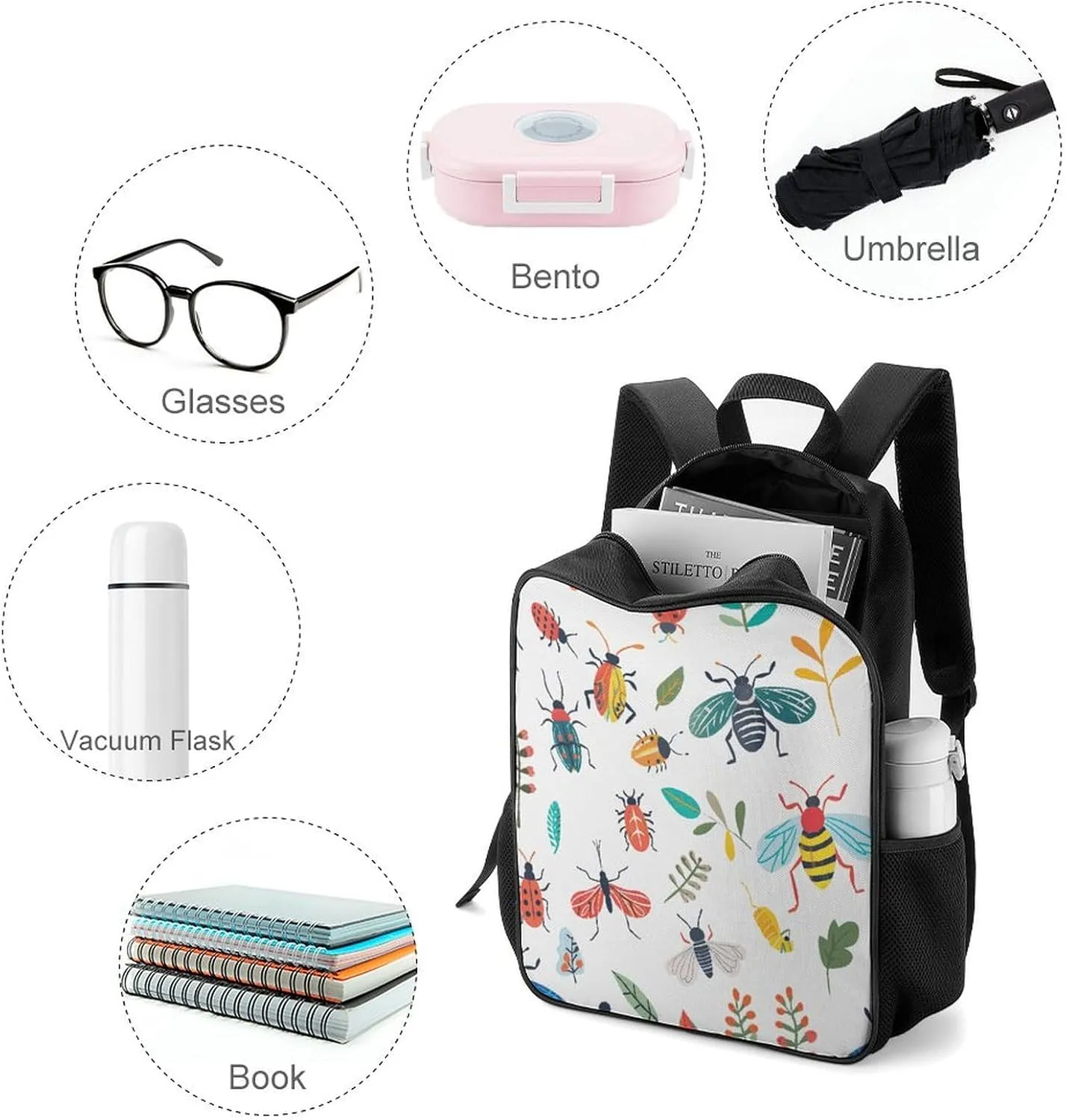 Lightweight Backpacks Cute Travel Bag Durable Cartoon Little Creatures Printing Small Travel Backpack For Women & Men