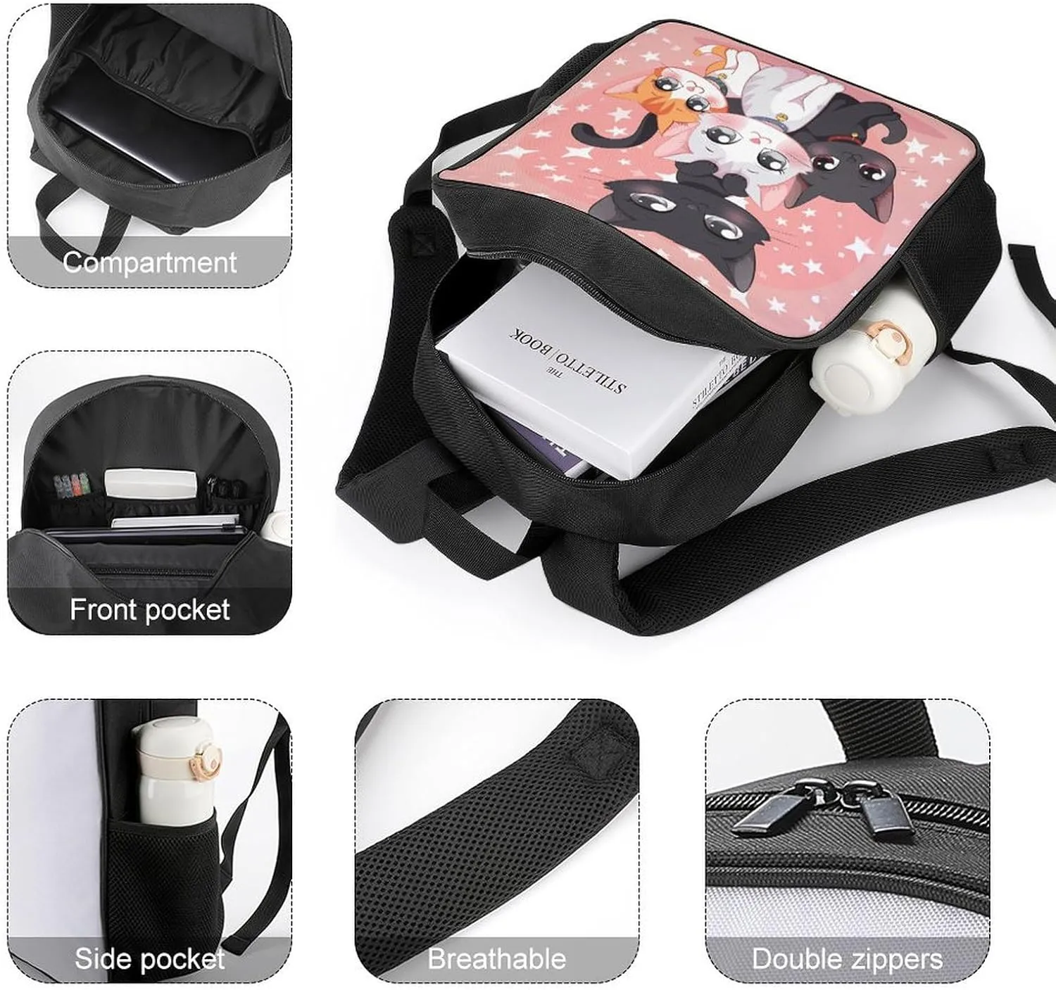 Lightweight Backpacks Cute Travel Bag Durable Cartoon Little Zoon Printing Small Travel Backpack For Women & Men