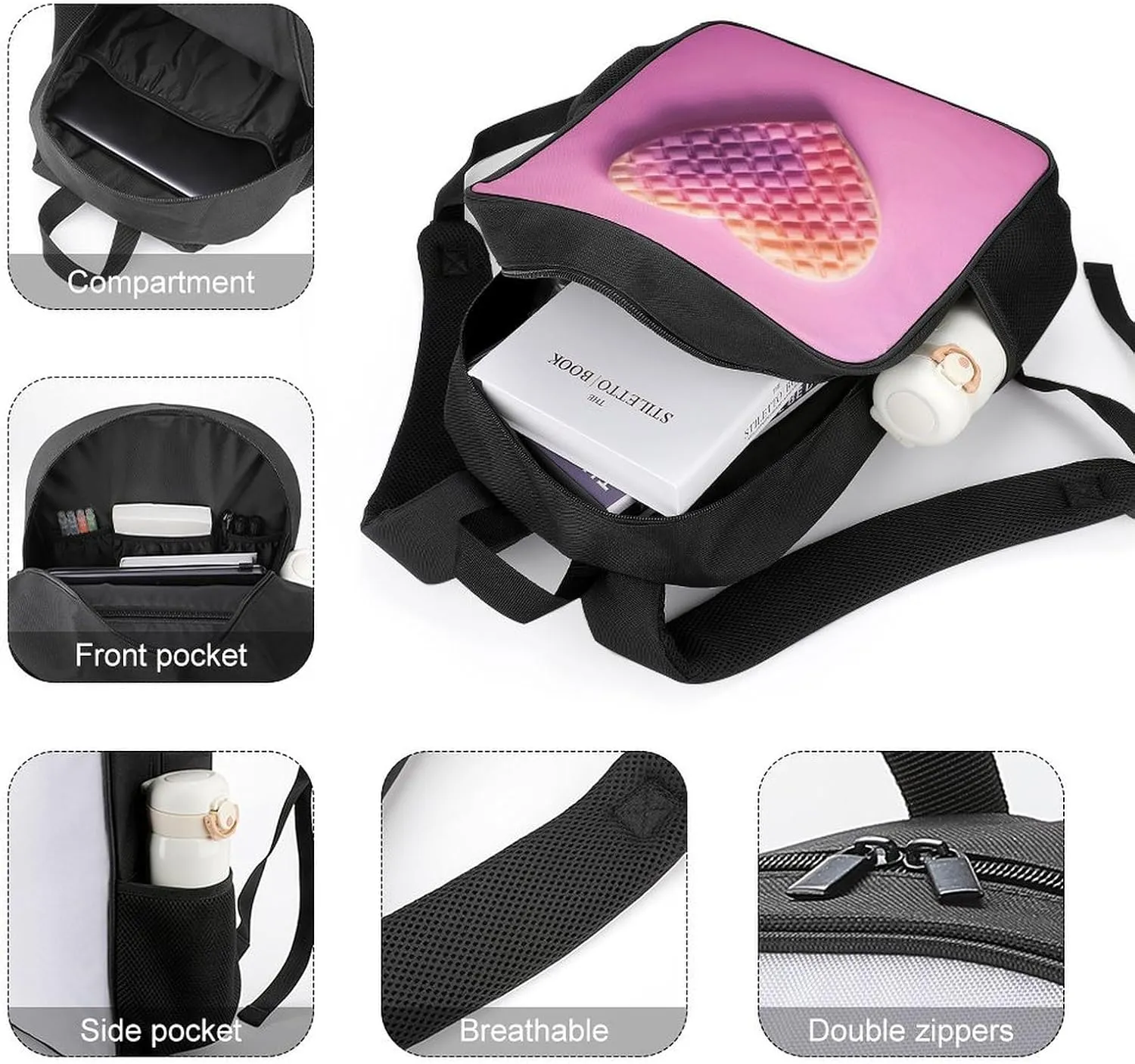 Lightweight Backpacks Cute Travel Bag Durable Colorful Waffles Printing Small Travel Backpack For Women & Men