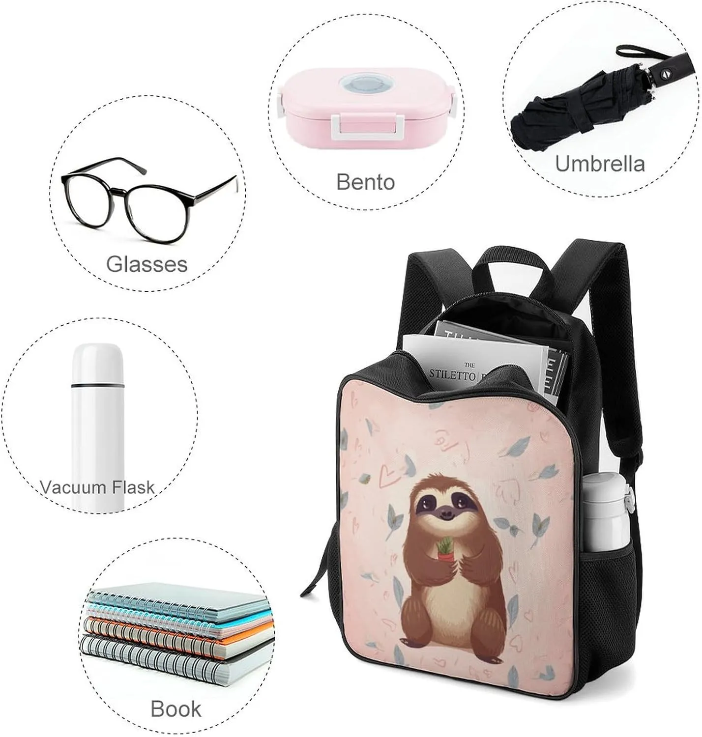 Lightweight Backpacks Cute Travel Bag Durable Cute Sloth Printing Small Travel Backpack For Women & Men