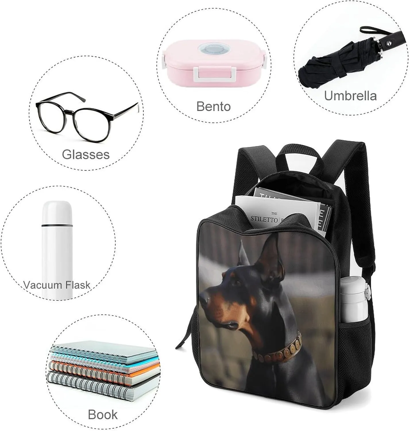 Lightweight Backpacks Cute Travel Bag Durable Doberman Printing Small Travel Backpack For Women & Men