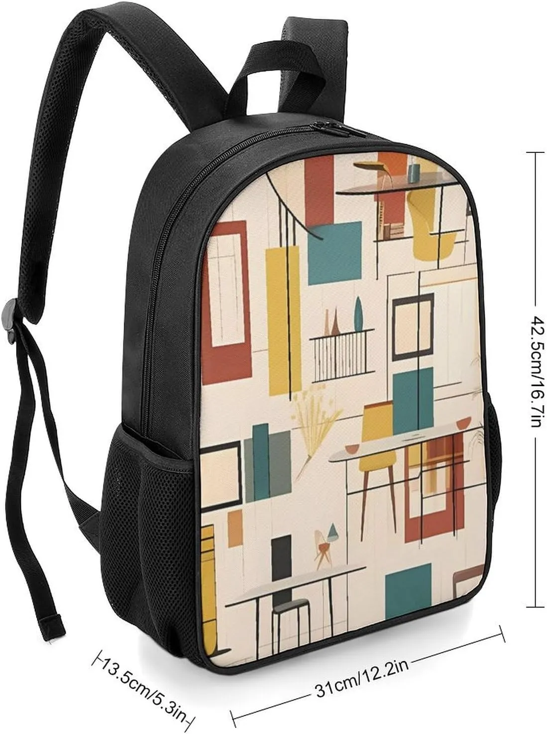Lightweight Backpacks Cute Travel Bag Durable Mid Century Modern Printing Small Travel Backpack For Women & Men