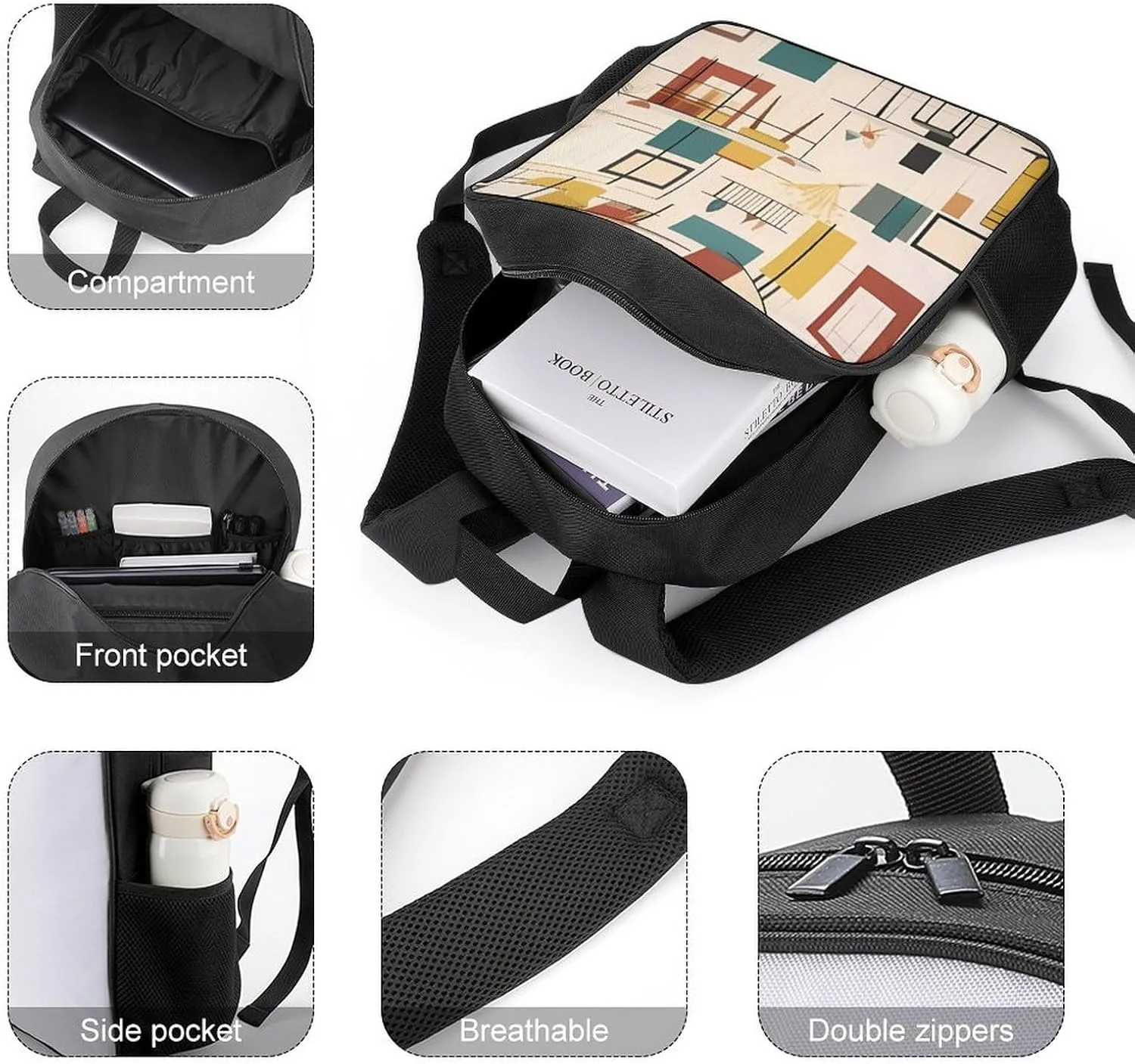 Lightweight Backpacks Cute Travel Bag Durable Mid Century Modern Printing Small Travel Backpack For Women & Men