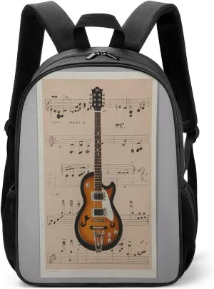 Lightweight Backpacks Cute Travel Bag Durable Musical Guitar Print Printing Small Travel Backpack For Women & Men