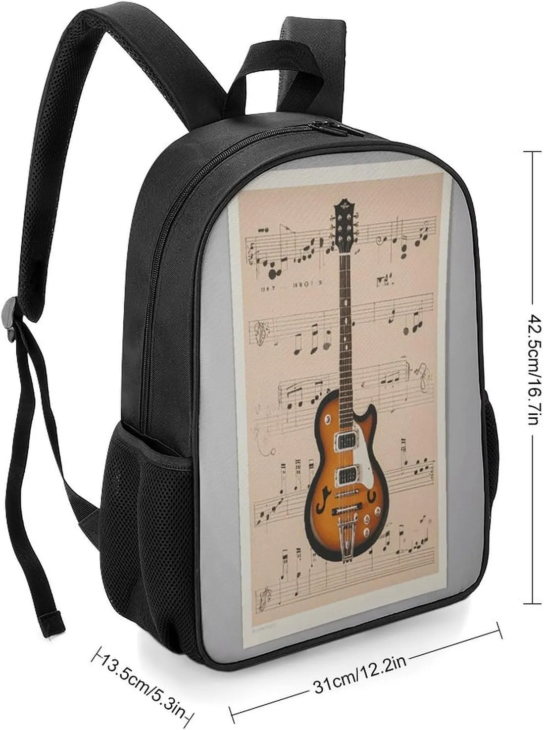 Lightweight Backpacks Cute Travel Bag Durable Musical Guitar Print Printing Small Travel Backpack For Women & Men