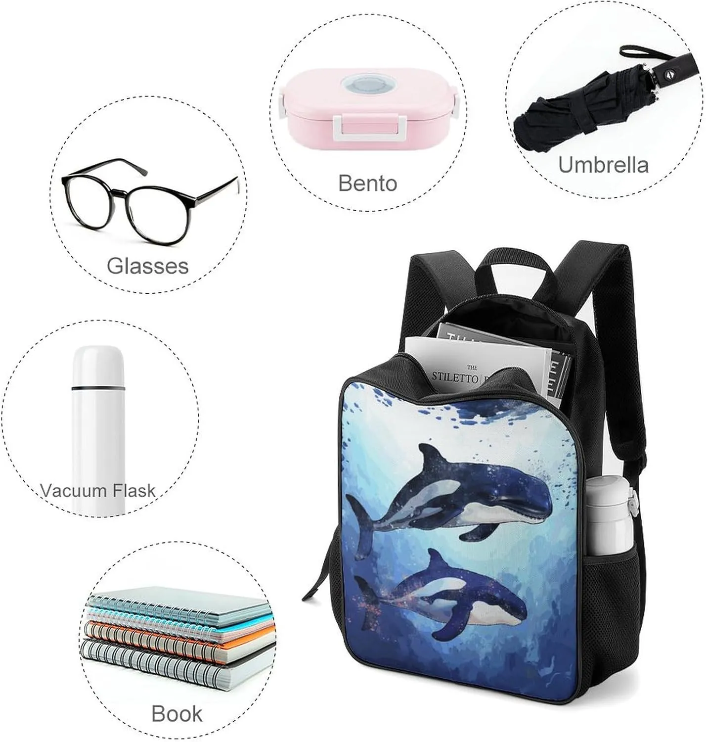Lightweight Backpacks Cute Travel Bag Durable Organism Underwater Printing Small Travel Backpack For Women & Men