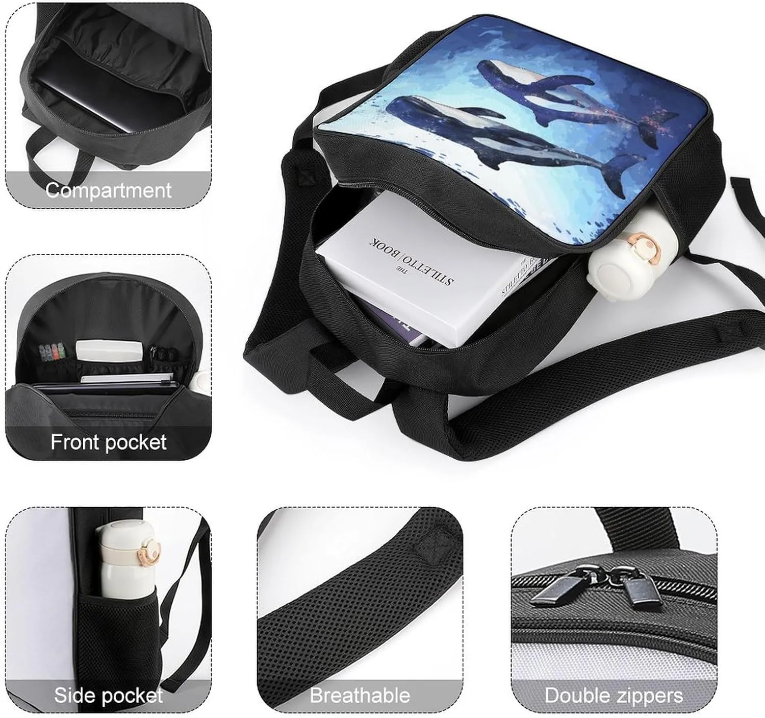 Lightweight Backpacks Cute Travel Bag Durable Organism Underwater Printing Small Travel Backpack For Women & Men