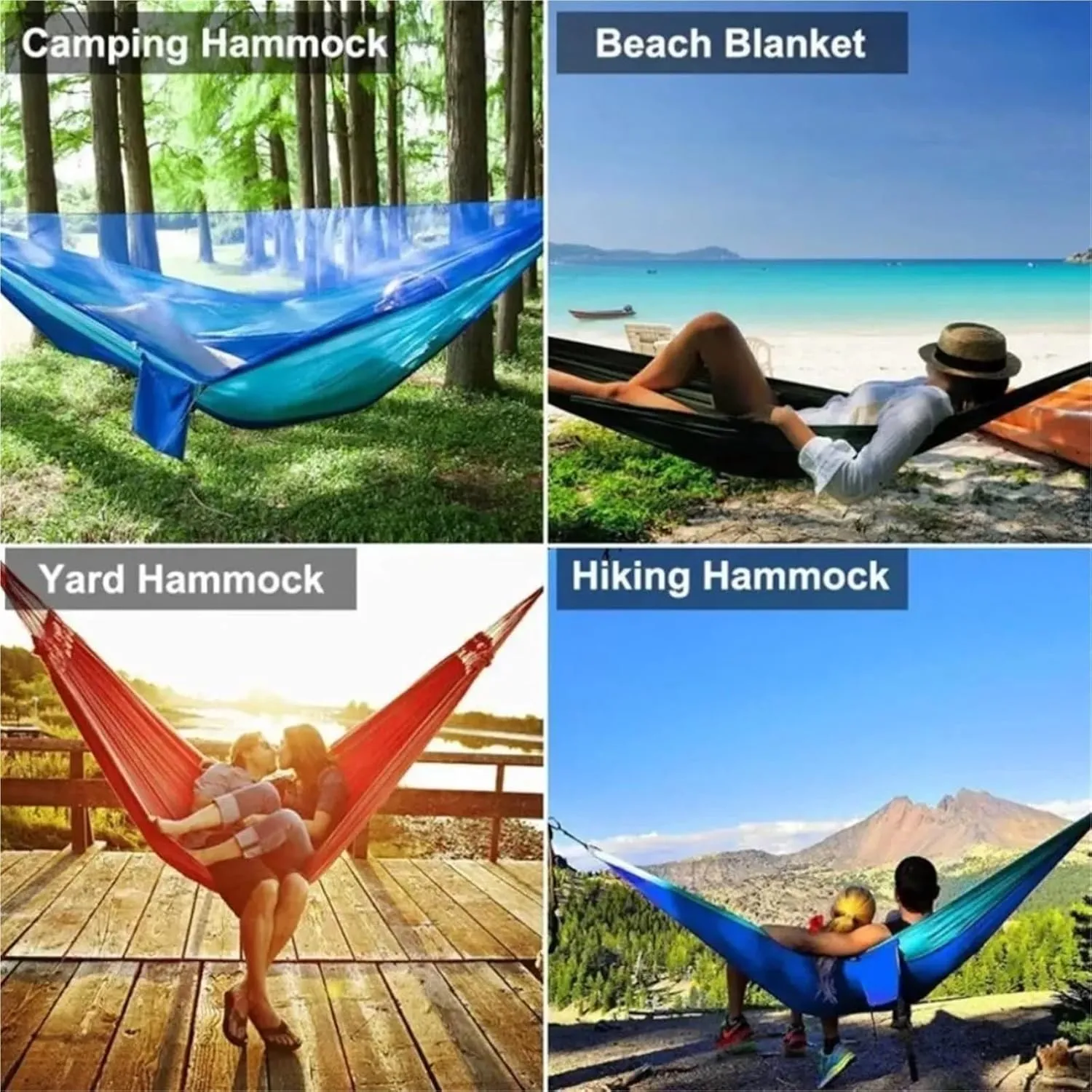 Lightweight Camping Hammock with Mosquito Net - High Strength Parachute Fabric for Outdoor Trips(Double Green,1pcs)