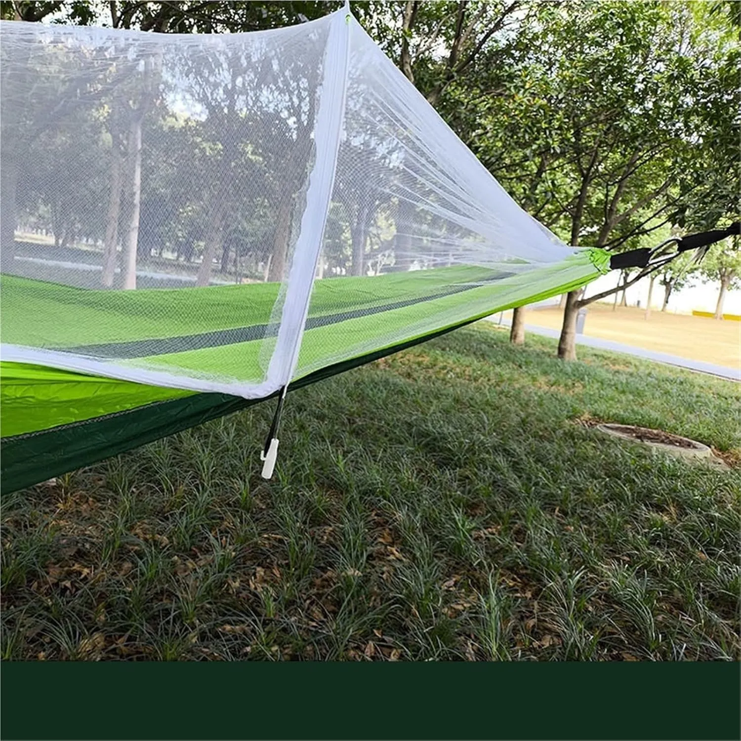 Lightweight Camping Hammock with Mosquito Net - High Strength Parachute Fabric for Outdoor Trips(Double Green,1pcs)
