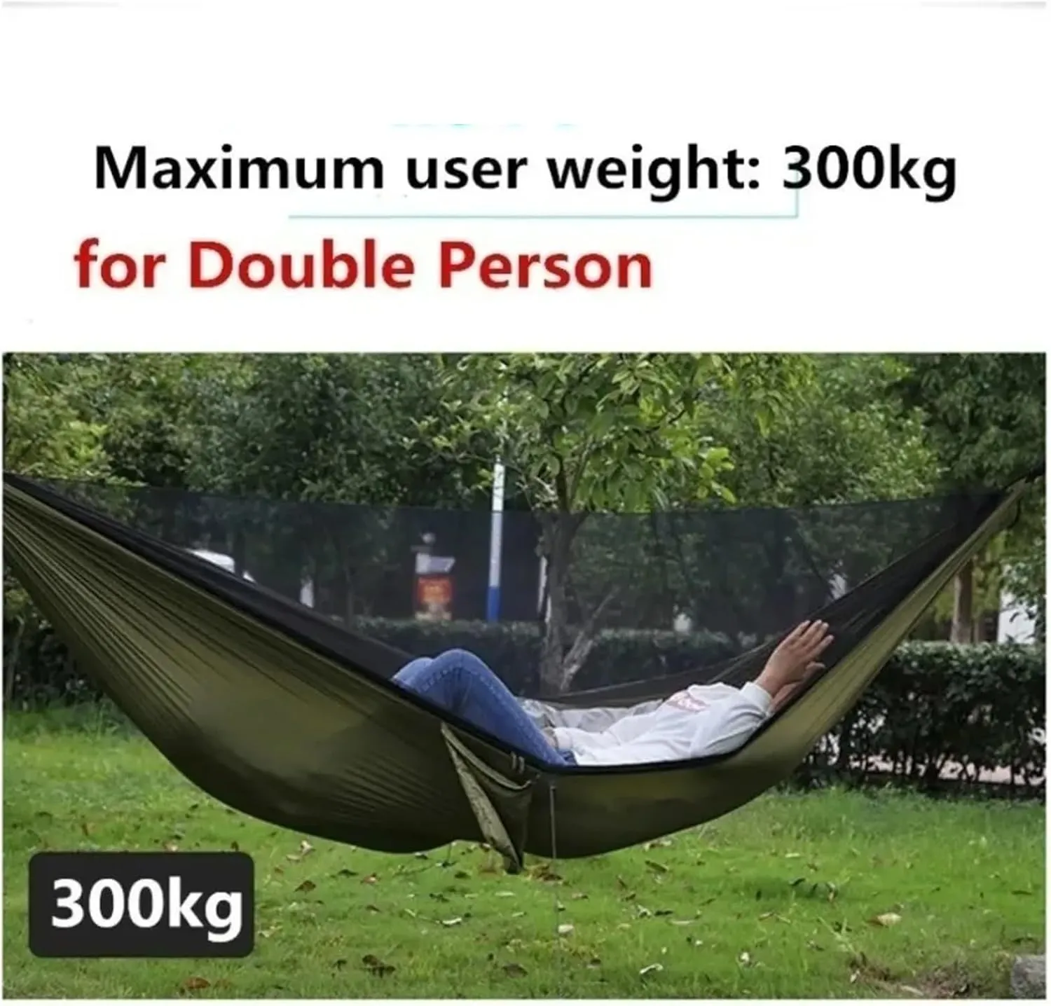 Lightweight Camping Hammock with Mosquito Net - High Strength Parachute Fabric for Outdoor Trips(Double Green,1pcs)