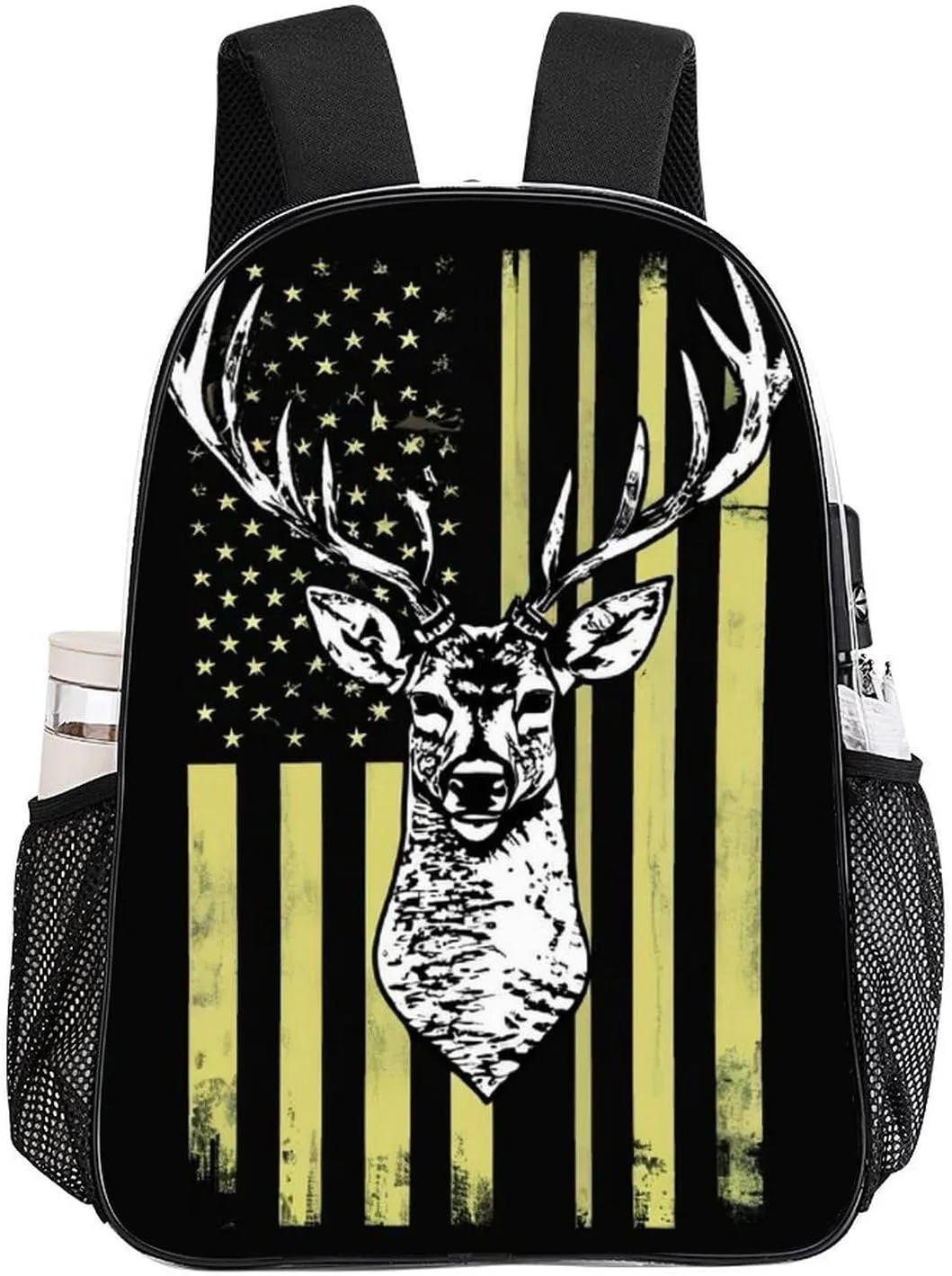 Lightweight Daypack Backpack for Sports Travel Running - Large Capacity Multipurpose Transparent Bookbag, Camouflage American Flag Hunting Camo Deer Black Laptop Backpack Daypack