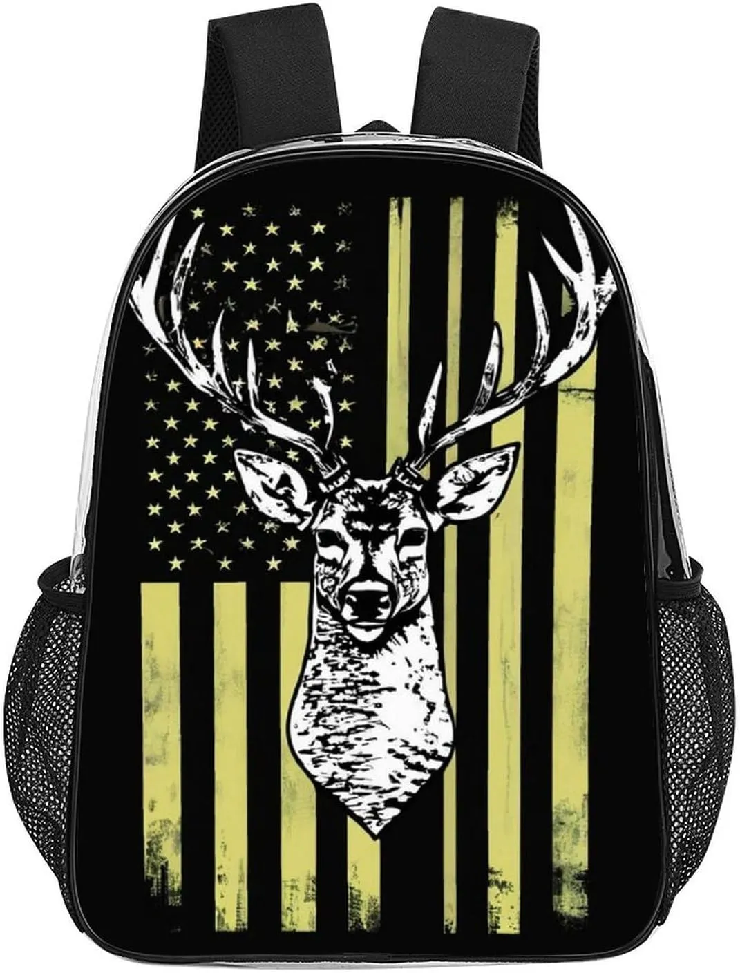 Lightweight Daypack Backpack for Sports Travel Running - Large Capacity Multipurpose Transparent Bookbag, Camouflage American Flag Hunting Camo Deer Black Laptop Backpack Daypack