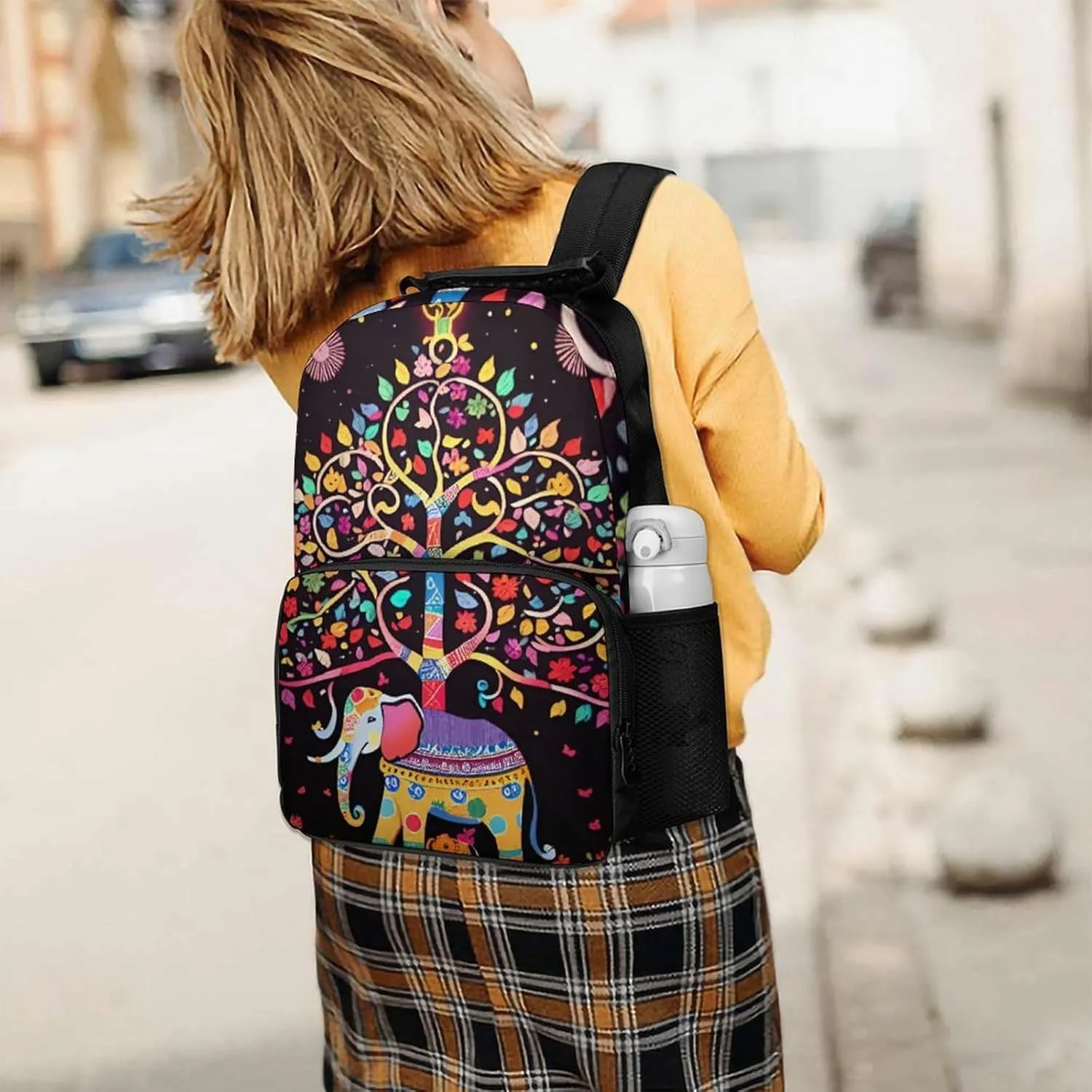 Lightweight Daypack Backpack for Trekking Work Running - Big Capacity Multipurpose Anti-Theft Bookbag, Elephant Tree Lucky Art Business Computer Bag