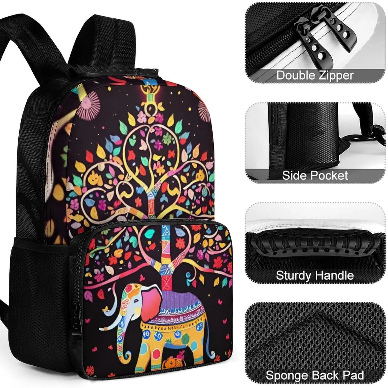 Lightweight Daypack Backpack for Trekking Work Running - Big Capacity Multipurpose Anti-Theft Bookbag, Elephant Tree Lucky Art Business Computer Bag