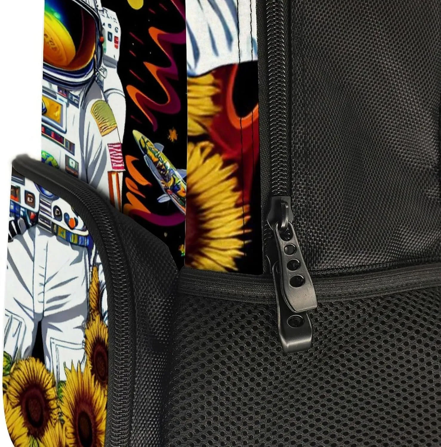 Lightweight Daypack Bookbag for Trekking Business Walking Cycling - Big Capacity Anti-Theft Multipurpose Carry On Bag, Psychedelic Space Astronaut Sunflower Snake Art Business Computer Bag