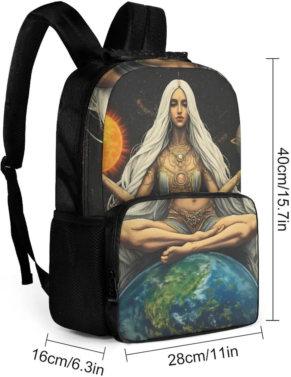 Lightweight Rucksacks for Climbing Outdoors Walking Cycling - Large Capacity Anti-Theft Multipurpose Carry On Bag, African Magic Space Earth Power Woman Abstract Painting Camping Outdoor Backpack