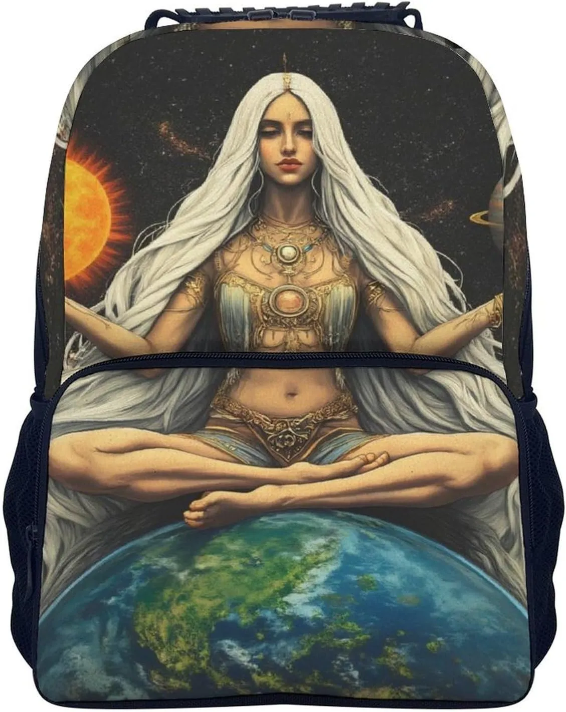 Lightweight Rucksacks for Climbing Outdoors Walking Cycling - Large Capacity Anti-Theft Multipurpose Carry On Bag, African Magic Space Earth Power Woman Abstract Painting Camping Outdoor Backpack