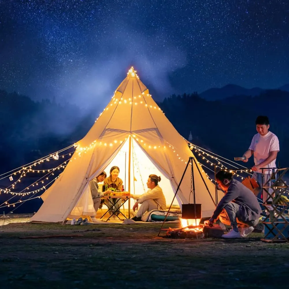 Lightweight Teepee Camping Tent Pyramid Tent for Mountaineering Hiking Camping 5-8 Person Family Camping Teepee Tent