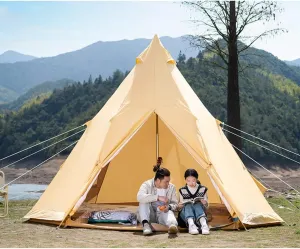 Lightweight Teepee Camping Tent Pyramid Tent for Mountaineering Hiking Camping 5-8 Person Family Camping Teepee Tent