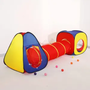 LimitlessFunN 3pc Pop Up Kids Play Tent, Crawl Tunnel, Ball Pit | Includes Carrying Case |, Children Indoor Playhouse for Baby, Toddlers, Boys & Girls, 47" D x 126" W x 34" H