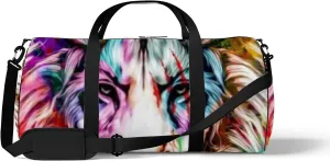 Lion Head Creative Abstract Elements on Sports Bag Tote Bag Waterproof Gym Bag with Shoulder Strap Zipper 2 Side Pockets for Men and Women, Travel and Storage Shoulder Bag.