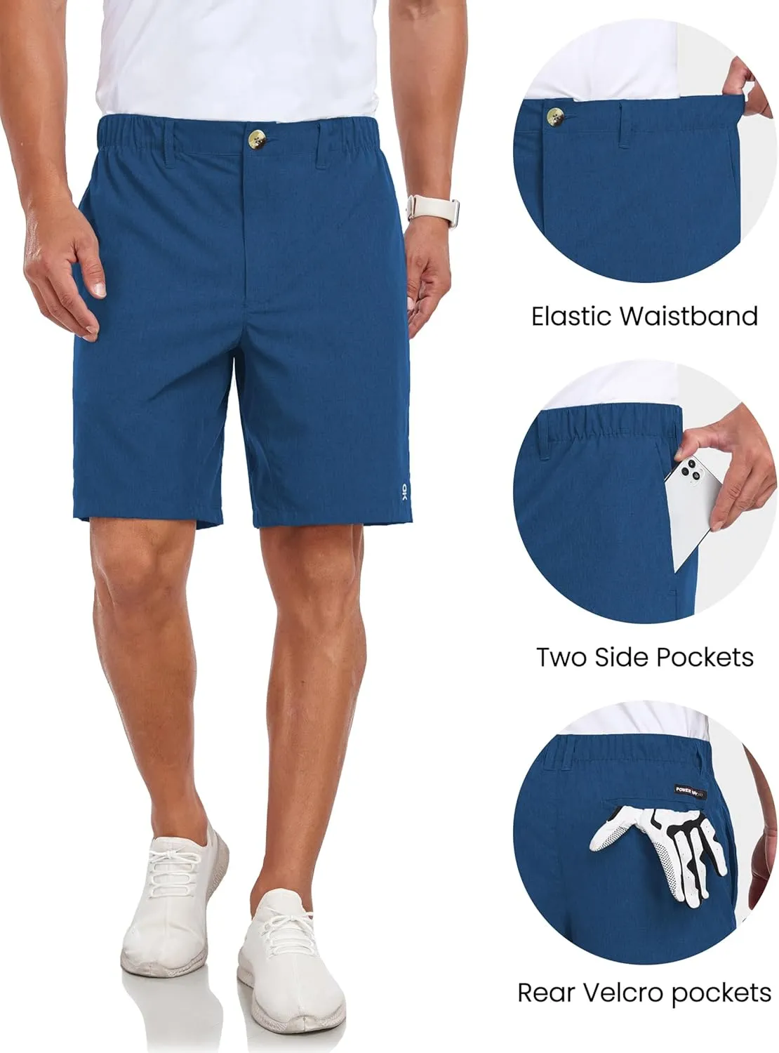 Little Donkey Andy Men's Bermuda 9 Inch Lightweight Quick Dry Stretch Shorts Golf Hiking Travel