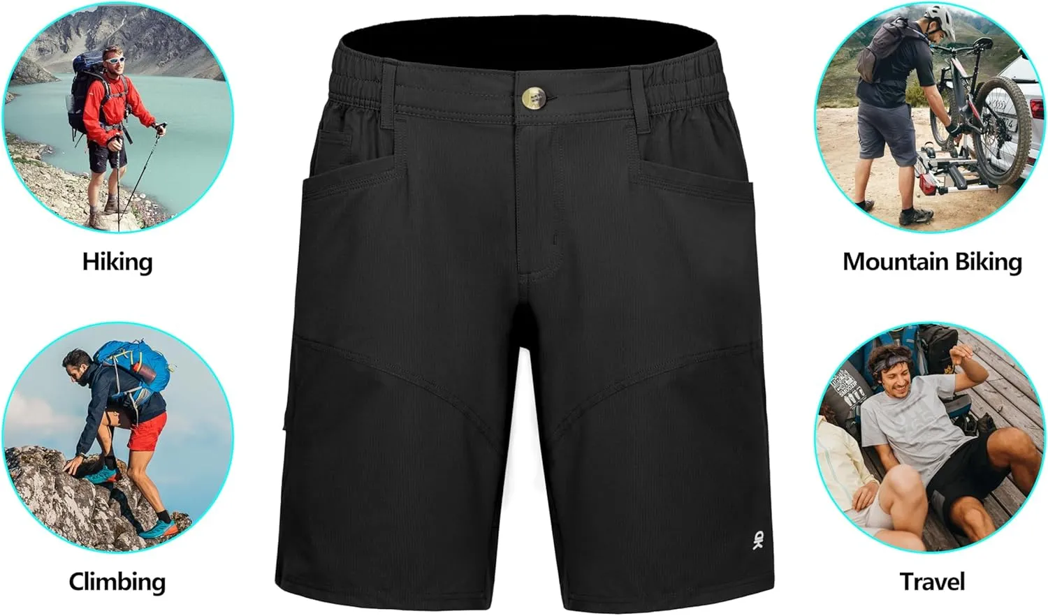 Little Donkey Andy Men's Hiking Cargo Shorts with 9 Pockets Lightweight Water-Resistant Quick Dry Golf Travel Shorts