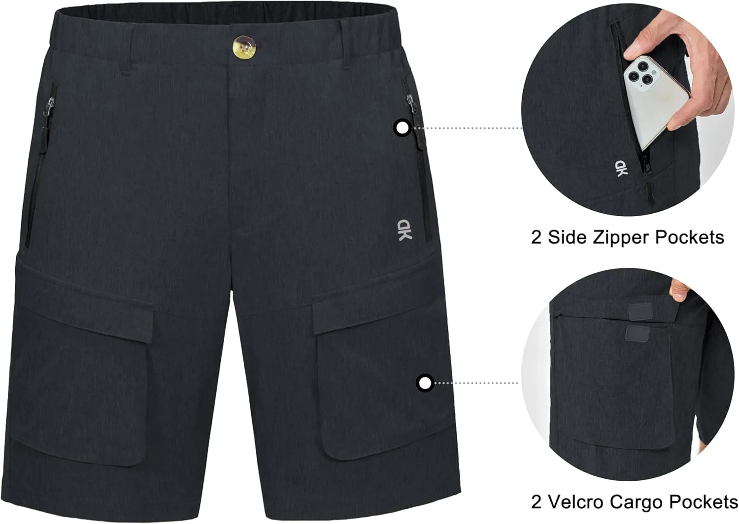 Little Donkey Andy Men's Stretch Quick Dry Cargo Shorts for Hiking, Camping, Travel