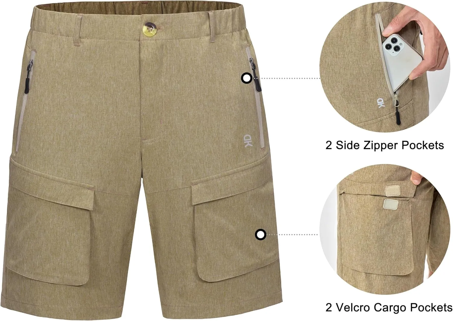 Little Donkey Andy Men's Stretch Quick Dry Cargo Shorts for Hiking, Camping, Travel