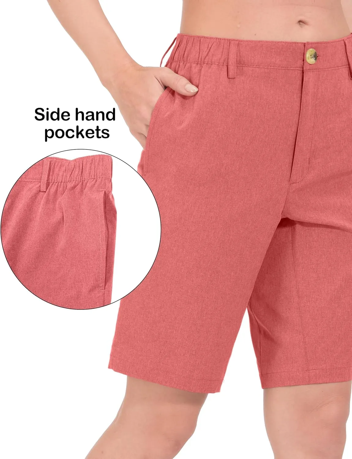 Little Donkey Andy Women's Bermuda Quick Dry Lightweight Stretch Shorts Golf Hiking Travel