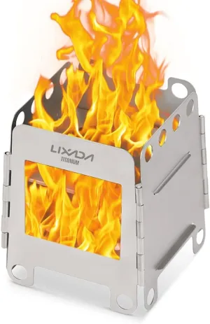 Lixada Camping Stove, Titanium Folding Wood Burning Stove Alcohol Burner Pocket Stove Portable Lightweight