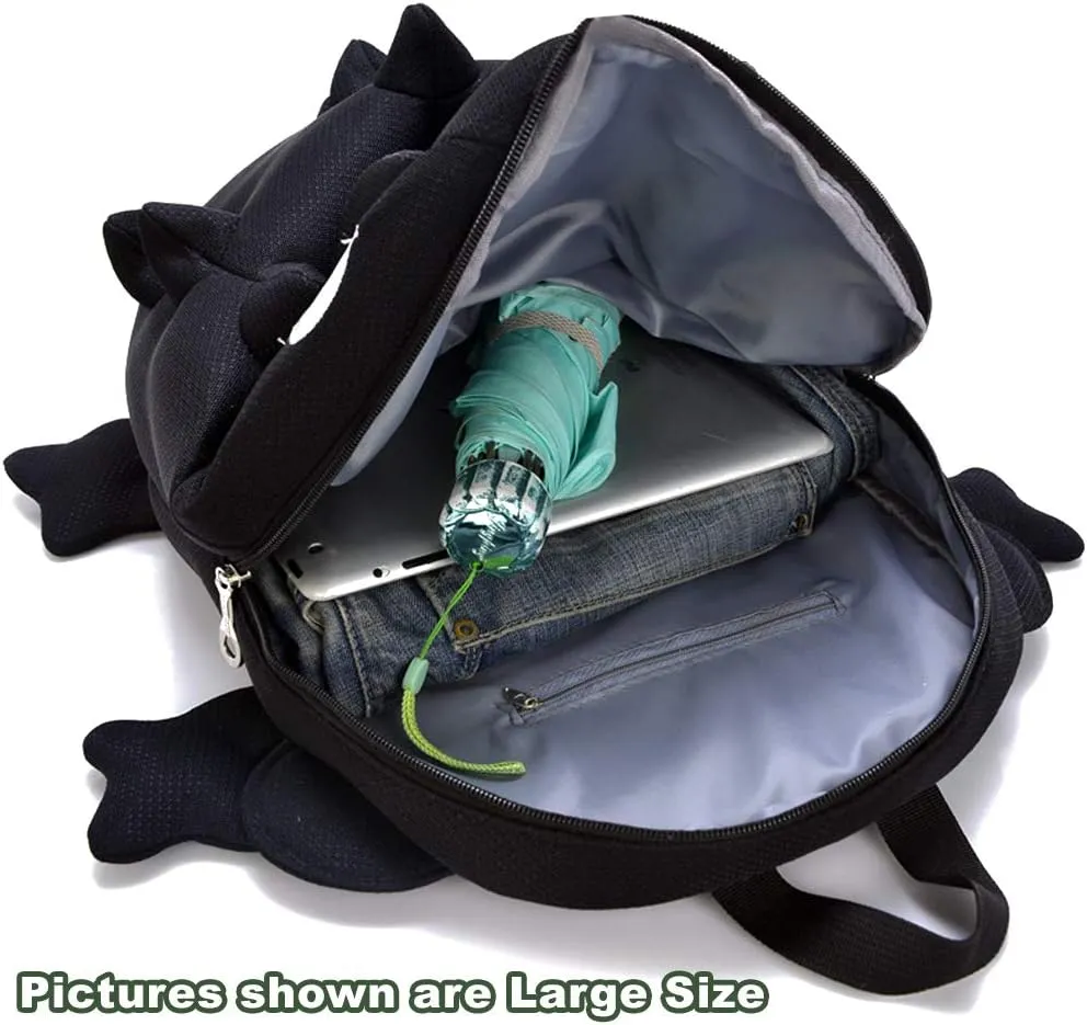 LOCOMO 3D Dragon Backpack Dinosaur Casual Daypack with Spikes Adult Cute Lizard 2 Size Available BPK005BLKL