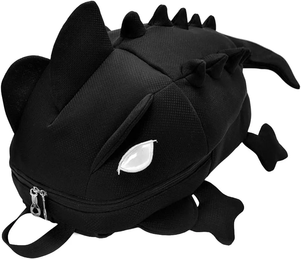 LOCOMO 3D Dragon Backpack Dinosaur Casual Daypack with Spikes Adult Cute Lizard 2 Size Available BPK005BLKL