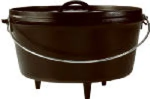 LODGE MFG Lodge L12DCO3 Camp Dutch Oven, 8 qt Capacity, Cast Iron, Black, Bail Handle