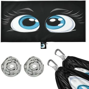Lovely Cartoon Eyes Black Camping Hammock Single Portable Hammocks 330 lbs Capacity with 2 Tree Straps and Attached Carry Bag,Perfect for Outdoor,Indoor,Beach,Camping,Travel