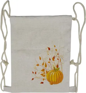 Lunarable Pumpkin Drawstring Backpack, Stalks and Leaves, Sackpack Bag
