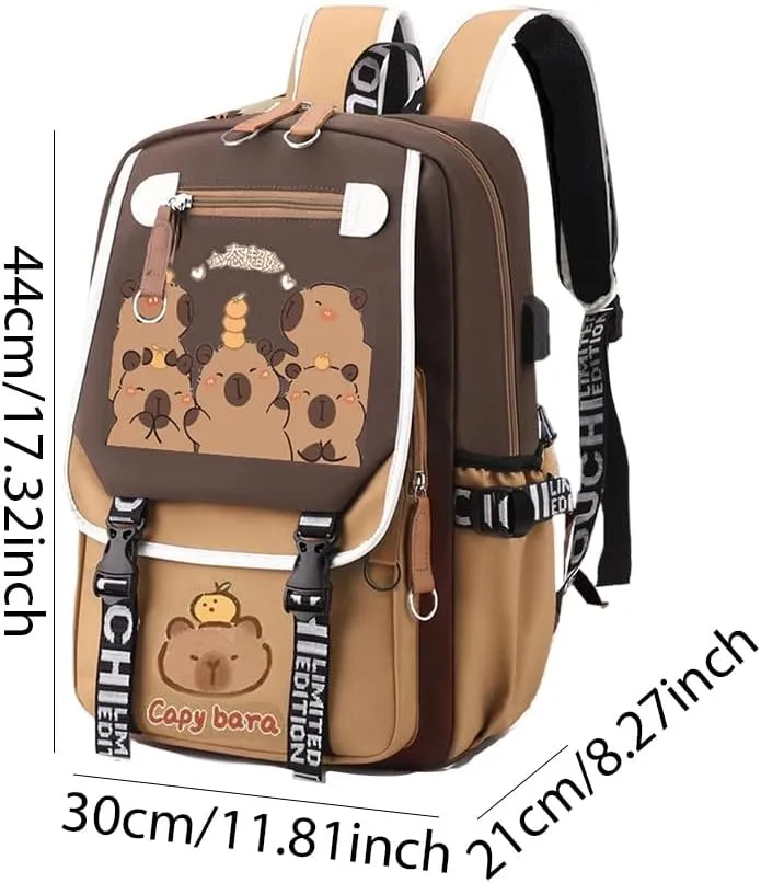 Lushandy Capybara Backpack, Cute Capibara Backpacks Kawaii Kapibara Stuff Large Cartoon Capybara Bag Ita Bag (Brown Capybara 09)