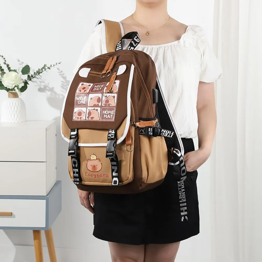 Lushandy Capybara Backpack, Cute Capibara Backpacks Kawaii Kapibara Stuff Large Cartoon Capybara Bag Ita Bag