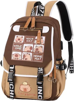 Lushandy Capybara Backpack, Cute Capibara Backpacks Kawaii Kapibara Stuff Large Cartoon Capybara Bag Ita Bag