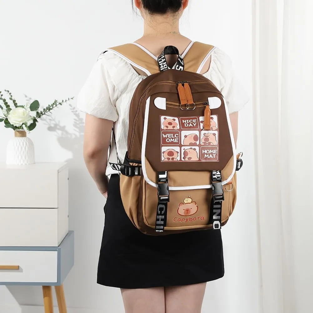 Lushandy Capybara Backpack, Cute Capibara Backpacks Kawaii Kapibara Stuff Large Cartoon Capybara Bag Ita Bag