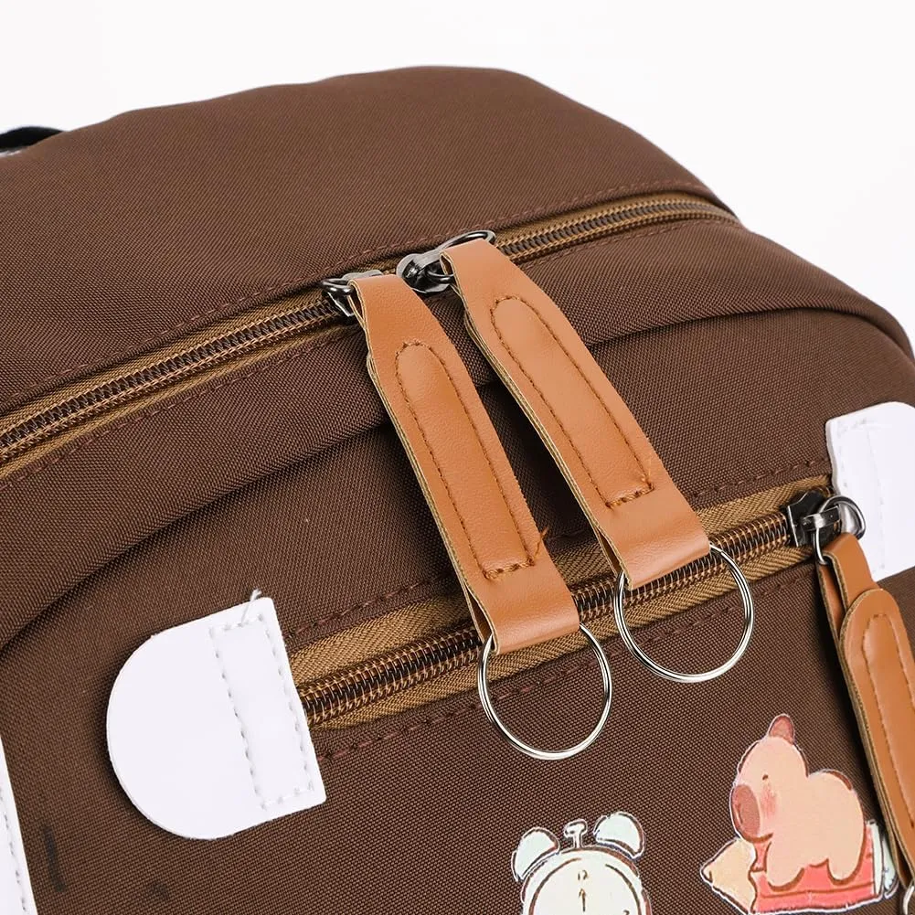 Lushandy Cute Capybara Backpack Funny Cartoon Backpacks Kawaii Capybara Bag Capibara Flap Backpack Ita Bags