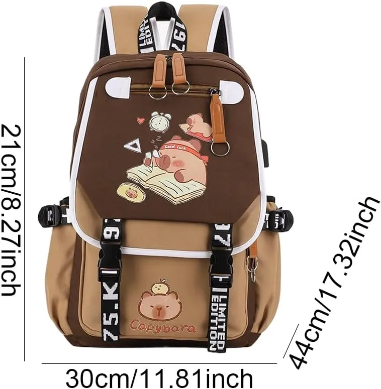 Lushandy Cute Capybara Backpack Funny Cartoon Backpacks Kawaii Capybara Bag Capibara Flap Backpack Ita Bags