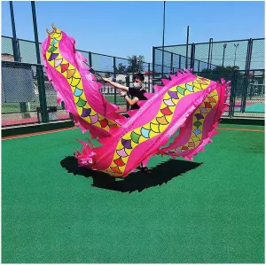 LXXW Dragon Dance Ribbon 3D 7 Colours Pink Silk Dancing Dragon 8m /10m Chinese Dancing Dragon (Dynamic Dragon Model) Chinese Dance Dragon Performance (Size : 8m/26ft)