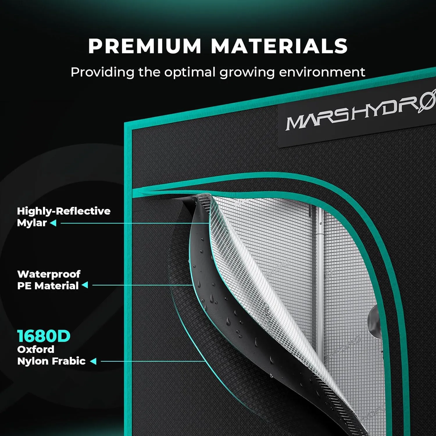 MARS HYDRO 4x2x5 Advanced Grow Tent, 48"x24"x60" High Reflective Mylar 1680D for Hydroponics Indoor Plant Growing, with Observation Window,Floor Tray and Smooth Zipper for TSL2000/SP3000