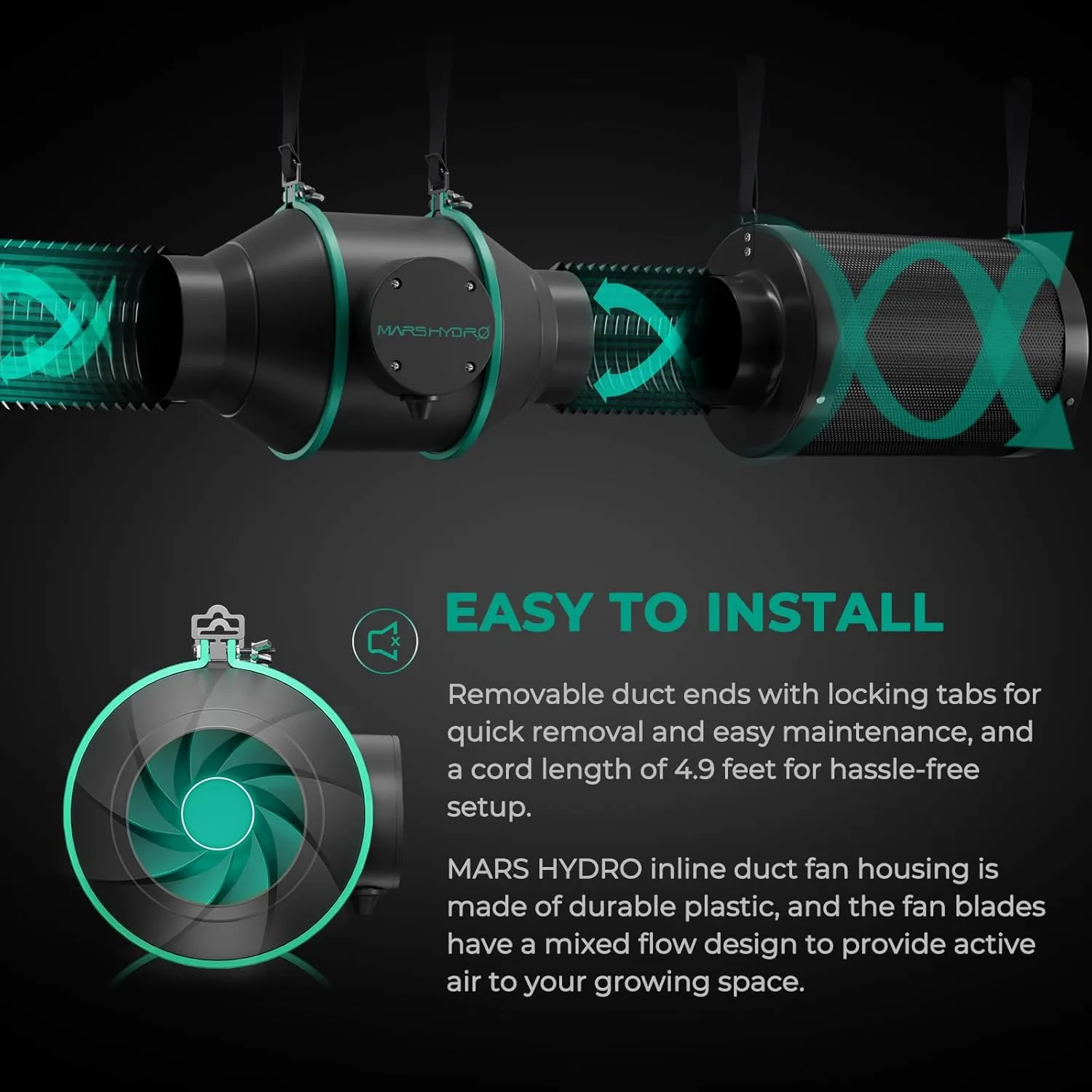 MARS HYDRO 6 Inch Inline Duct Fan with Temp Controller, Exhaust Fan for Grow Tents, Hydroponics