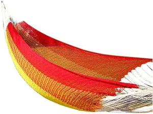 Mayan Double Hammock, 118 inchx86 inch, South American Style Cotton Bed with Nylon Harness, Includes Carrying Pouch, Perfect for Indoor/Outdoor Relaxation