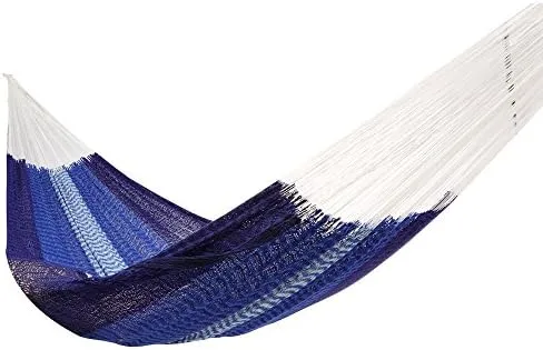 Mayan Double Hammock, 118 inchx86 inch, South American Style Cotton Bed with Nylon Harness, Includes Carrying Pouch, Perfect for Indoor/Outdoor Relaxation